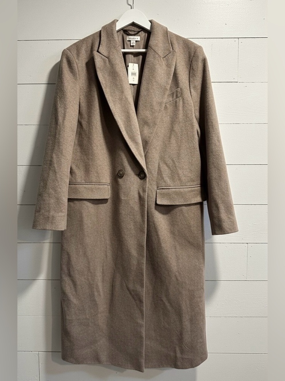 NWT Women’s 8-10 Topshop Light Brown Wool Blend Double Breasted Coat